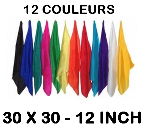 Foulards à l'unité 100 % Soie choix des couleurs tailles 30 X 30 - 12 inch