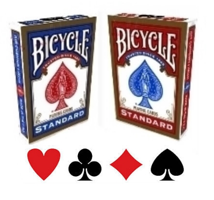 Jeu de carte BICYCLE truqué Double Face Standard Dos Rouge Bleu