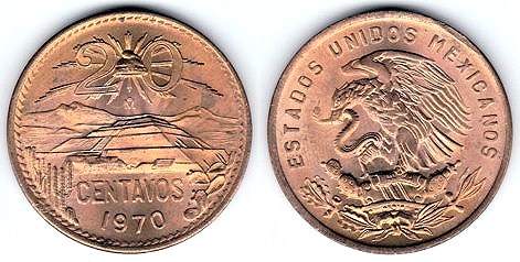 Pièce Mexicaine 20 Centavos -1970