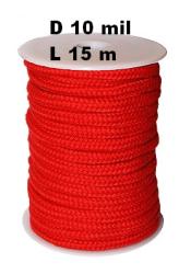 Corde 100% Coton rouge 10 mil x 15 mètres